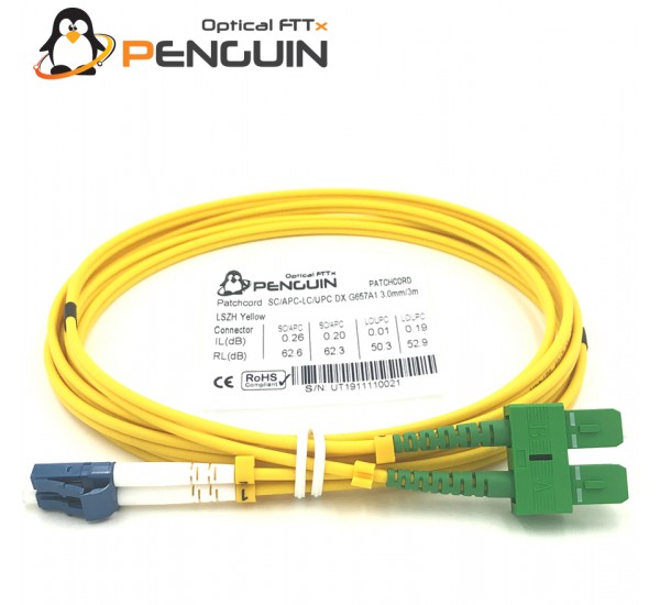 SC/APCLC/UPC DX PATCH CORD G.657A1 3.0mmLSZH 3M